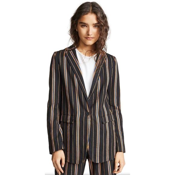 Forte Forte Masai Made in Italy Striped Metallic Single-Button Jacket Size 0 - Picture 1 of 10